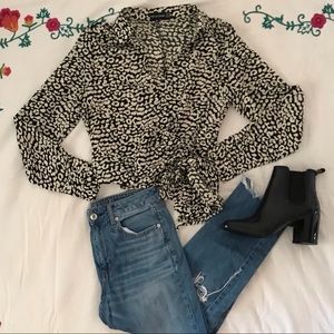 PLT Cheetah print wrap top